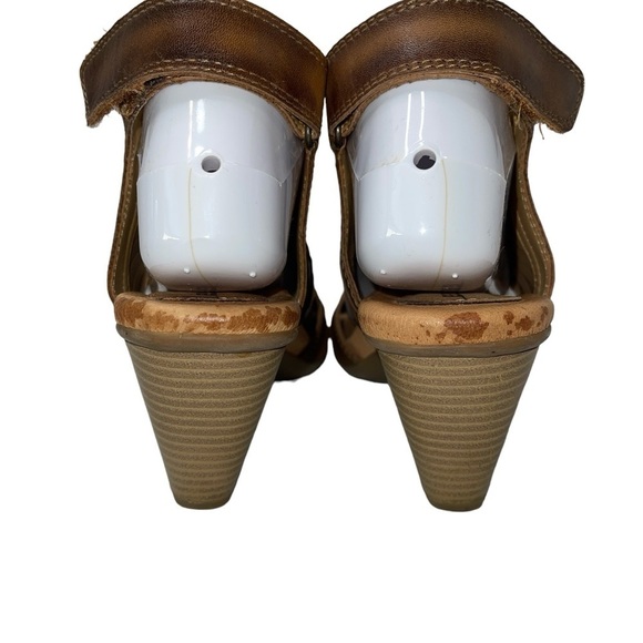 Earth Women's Shoes Size 7B Brown Leather Cone Heel Retro Open Toe Slingback - Picture 6 of 14